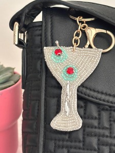 Porte-clés à pompon perlé, breloque de sac colorée, accessoire de sac à main - Product Image 6