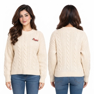 Pulls pour femmes en maille de polyester douce, respirants, coupe classique, col rond, poignets élastiques, chauds - Product Image 6