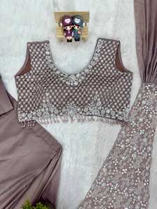 Nuevo Sari Listo para Usar con Blusa Bordada de Diseñador en Tela de Seda Rangoli Suave – Prenda Étnica de Moda Imprescindible - Product Image 6