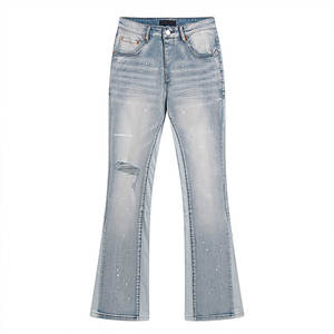 Pantalon en jean bleu foncé coupe ample pour homme – Jean décontracté droit taille mi-haute style streetwear européen et américain - Product Image 1