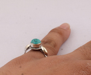 Natural <b>Turquoise</b> Bezel Setting Band <b>Ring</b> 925 Sterling Silver Women's Genuine Stone Purple Gemstone Wedding February - Product Image 5
