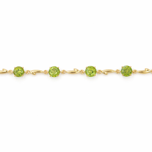 Pulsera de Plata de Ley 925 con Dije de Pez y Peridoto Redondo, 8 Piedras Naturales, Chapado en Oro de 1 Micrón y Rodio - Product Image 3