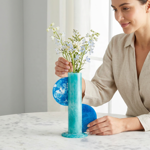 Trending Modern Art Deco Resin Tabletop <b>Vase</b> Eco-Friendly High-End Marble Swirl Finish Wedding Handicraft Luxury Home Decoration - Product Image 1