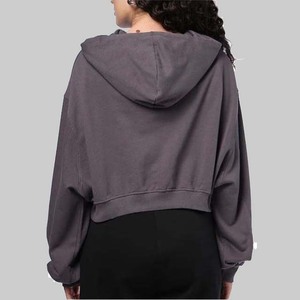 Sudadera con capucha para mujer, de hombros caídos, manga larga, corta, holgada, de color liso, tipo jersey, sudadera con capucha para mujer - Product Image 3