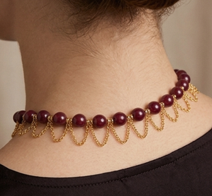 Collier ras du cou plaqué or 18 carats avec rubis naturel |   Pierres précieuses certifiées naturelles |   Collier à franges en chaîne - Product Image 5