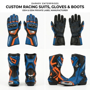 Traje de Cuero Personalizado para Motociclismo de Carreras, Equipo de Protección para Motociclistas, Fabricante OEM, Guantes y Botas al por Mayor - Product Image 4