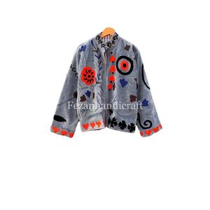Wholesale <b>Velvet</b> Quilted <b>Jacket</b> Handmade Regular Suzani Floral Embroidered Boho Hippie Unisex Winter Quick Dry - Product Image 1