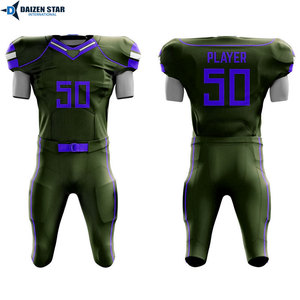 American Football Uniform Set Men's <b>Navy</b> Blue with Gold Accents V-Neck Short Sleeve Moisture Wicking Fitted Jersey and Pants - Product Image 2