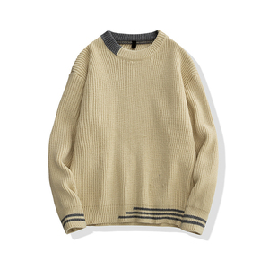 Pulls décontractés pour hommes, couleur unie, couche intérieure chaude, pull tendance de haute qualité, matière acrylique - Product Image 1