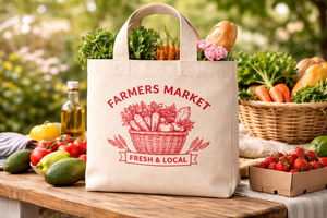 กระเป๋าผ้าแคนวาสพิมพ์ลาย AMANI Eco-Friendly 250gsm ลายตลาดนัดเกษตรกร  รับทำโลโก้ตามสั่ง กระเป๋าช้อปปิ้งนำกลับมาใช้ใหม่ได้-ขายส่ง - Product Image 2