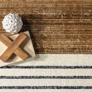 Tapis moderne en jute rayé, rectangulaire, tissage plat, noir et marron naturel, adapté aux animaux domestiques, pour exercices, pique-niques, couloir, décoration - Product Image 5