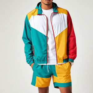 Ensembles de vêtements de sport coupe-vent pour hommes, ensembles de survêtements 100% nylon, sweats à capuche et shorts imperméables - Product Image 1