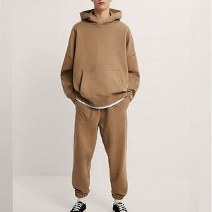 Sweat-shirt à capuche en coton d'hiver brodé sur mesure pour homme, streetwear, beige clair, pull-over, fabricant OEM, sweat-shirt à capuche décontracté surdimensionné - Product Image 4