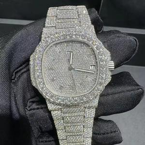 Reloj de Cuarzo VVS Cuadrado Antiguo de Lujo con Moissanita para Hombre, Estilo Hip Hop, Iced Out, Pasa Prueba de Diamante, Stock a Granel para EE. UU. y Reino Unido - Product Image 1