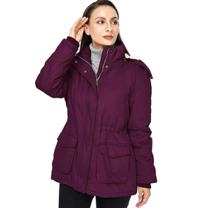 Mantic Enterprises Women Winter Parka <b>Jacket</b> Genuine <b>Leather</b> Shell Cotton Filling Zipper Closure Thick Warm Utility Style Full - Product Image 1