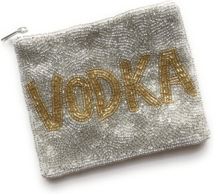 Monedero de lona con cremallera para mujer, diseño de dibujos animados, hecho a mano, clásico, con cuentas doradas VODKA, el mejor para el verano - Product Image 2
