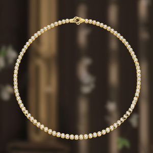 สร้อยคอเทนนิสชุบทอง 14K เงินแท้ 925 ประดับเพชร CZ ขนาด 4 มม. ความยาว 22 นิ้ว - Product Image 3