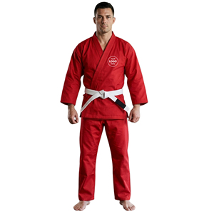 Uniforme de Judo Rojo para Hombre, 100% Algodón, con Logotipo Frontal, Corte Regular, Talla Adulto, Duradero, Teñido Liso, Impresión por Transferencia de Calor - Product Image 1