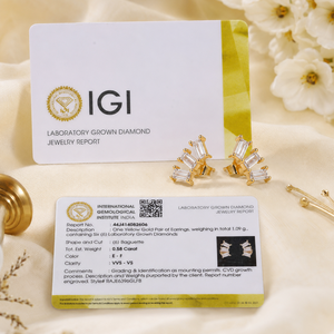 Pendientes de Diamantes Cultivados en Laboratorio de Oro Sólido de 14 Quilates de Diseño Único, Corte Brillante Beguette, Certificados por IGI, Joyería Personalizada para Mujer - Product Image 6