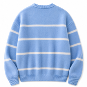 Pull en tricot rayé pour homme en mélange coton/acrylique avec logo personnalisé |   Pull à col rond à manches longues |   Pull en maille douce de qualité supérieure - Product Image 3