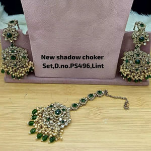 Juego de Collar y Pendientes de Lujo de Alta Calidad, Chapado en Oro y Cobre Vintage, con Perlas y Kundan, Diseño Moderno para Compromiso - Product Image 2