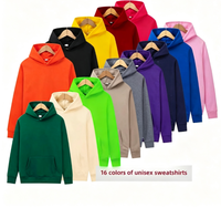 Sweat-shirt unisexe à capuche doublé polaire, 16 couleurs unies, coupe ample, décontracté, polyvalent, avec impression de logo