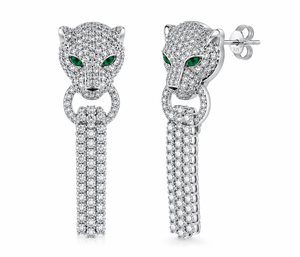 Modern Panther - Pendientes Largos con Borlas, Plata de Ley 925, Diamantes CVD, Joyería de Moda para Mujeres y Niñas - Product Image 4