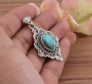 Colgante de Plata de Ley 925 con Baño de Platino Azul Natural, Gema Rectangular Vintage con Efecto Druzy, Joyería, Regalo de Aniversario - Product Image 5