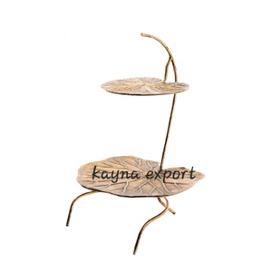 Custom Designer Metal <b>Flower</b> Leaf Luxury <b>Decorative</b> Metal Gold Platted <b>Cake</b> Stand Handmade Wedding Party <b>Decoration</b> <b>Cake</b> Stand - Product Image 2