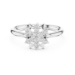 Anillos de oro macizo de 14k para mujer con diamantes de corte redondo minimalistas en forma de estrella, para regalo, compromiso, aniversario, boda. - Product Image 5