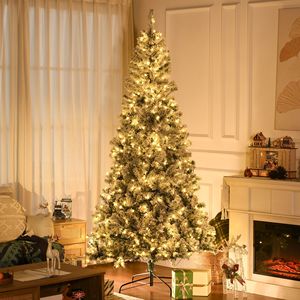 7.5 ft Tall Pre-Lit Artificial Christmas Tree with 1188 Snow Flocked <b>Branches</b> 500 Warm White LED <b>Lights</b> Auto Op Holiday Decor - Product Image 1