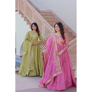 <b>Sequins</b> & Multi-Embroidered Evening Gown for Party Wear - Product Image 1