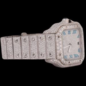 Impresionante Reloj de Hombre de Acero Inoxidable con Movimiento de Cuarzo y Cristal Cuadrado de Moissanita, Esfera Analógica, Diseño Hip Hop, Joyería de Diseñador - Product Image 4