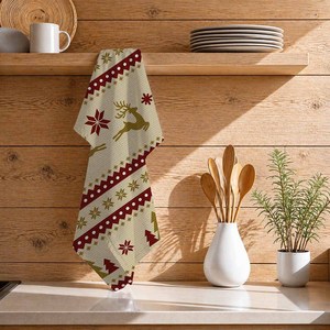 Magnifique torchon de cuisine imprimé pour Noël, 100% coton, qualité supérieure, prix abordable. - Product Image 1