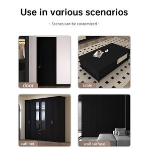 Papel pintado impermeable del efecto del panel de madera negro texturizado natural grueso del PVC Papel de pared de grano de madera para la sala de estar de la cocina - Product Image 5