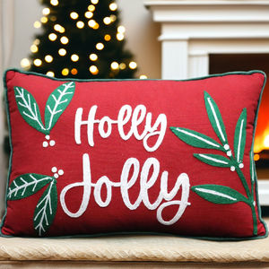 Funda de Cojín Navideña Personalizada de Fábrica, Funda de Almohada Decorativa Bordada para Sofá, para una Feliz Navidad - Product Image 1