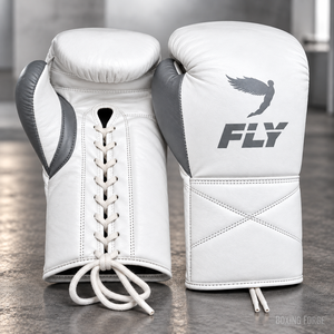 Gants de boxe professionnels en cuir blanc avec fermeture à lacets pour adultes, conçus pour l'entraînement, respirants - Product Image 3
