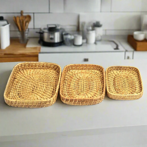 Plateau en rotin avec poignées, design minimaliste, vaisselle de qualité supérieure à prix bas - Product Image 4