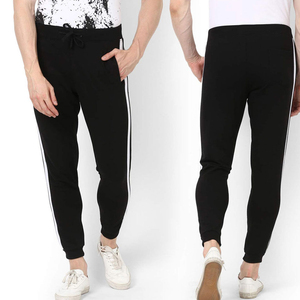 <b>Men's</b> Black Sweatpants With <b>White</b> Side Stripes Elastic Waist Casual Jogger <b>Pants</b> Breathable Knitted Fabric Autumn Wear - Product Image 6