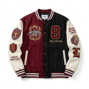 Veste universitaire de baseball personnalisée pour hommes, de haute qualité, en gros, avec broderie chenille et manches en cuir, logo frontal, idéale pour l'hiver - Product Image 1