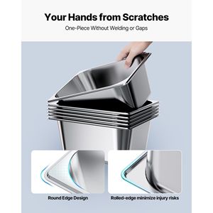 Set di 2 Vaschette per Buffet in Acciaio Inox 1/2 con Coperchi, Profondità 6 Pollici, Antiaderenti e Riutilizzabili per Hotel e Ristoranti - Product Image 5