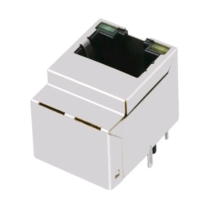 Endüstriyel üst giriş tek port Ethernet modüler Jack 1840419-1 ile 100 base-t filtrelenmiş 8 Pin dikey RJ45 konnektör