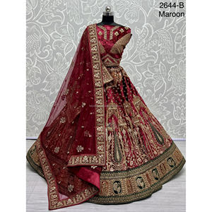 Fabzone Indian Bridal Velvet Collections Vestidos de novia con Zarkhan Work para novias - Product Image 5