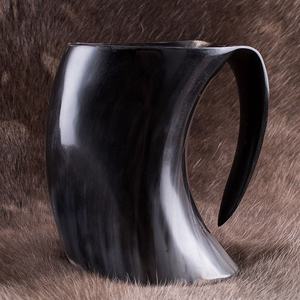 Natural Buffalo Horn Viking Drinking Mug Handmade Medieval <b>Beer</b> Horn Cup for Home Bar and Gift - Product Image 3