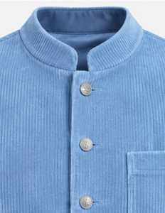 Chaleco de pana para hombre con cuello mandarín, cierre de botones y manga larga - Product Image 3