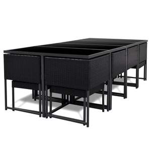 Ensemble de salle à manger d'extérieur noir et blanc pour usage en jardin - Product Image 4