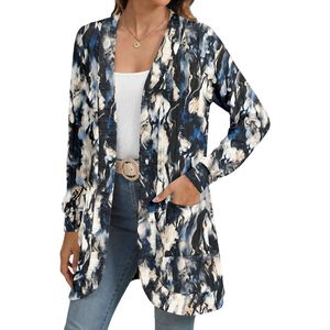 Casual Styling Textured Knit Long <b>Cardigan</b> <b>Women</b> Cotton Polyester Open Front Patch Pockets Casual Winter Warm Card - Product Image 6