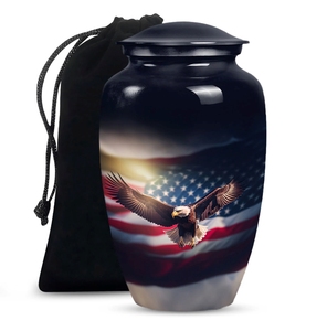 American Flag Bald Eagle Cremation Urn <b>for</b> Adult Human <b>Ashes</b> Decorative Funeral Urns Metal Memorial <b>Keepsake</b> Jar - Product Image 3