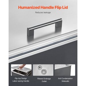 Contenitore refrigerante a incasso in acciaio inossidabile da 87,6 litri (28"L x 16"W x 17"H) con coperchio ribaltabile per esterni, modello K, per uso commerciale - Product Image 6