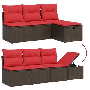 ชุดโซฟาลานบ้านหวายโพลีสีน้ำตาล 7 ชิ้นพร้อมชุดเบาะรองนั่งในสวน - Product Image 3